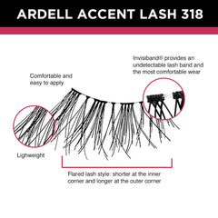 Ardell Accent Half Lashes 318 packaging in a compact tray for travel-friendly use.