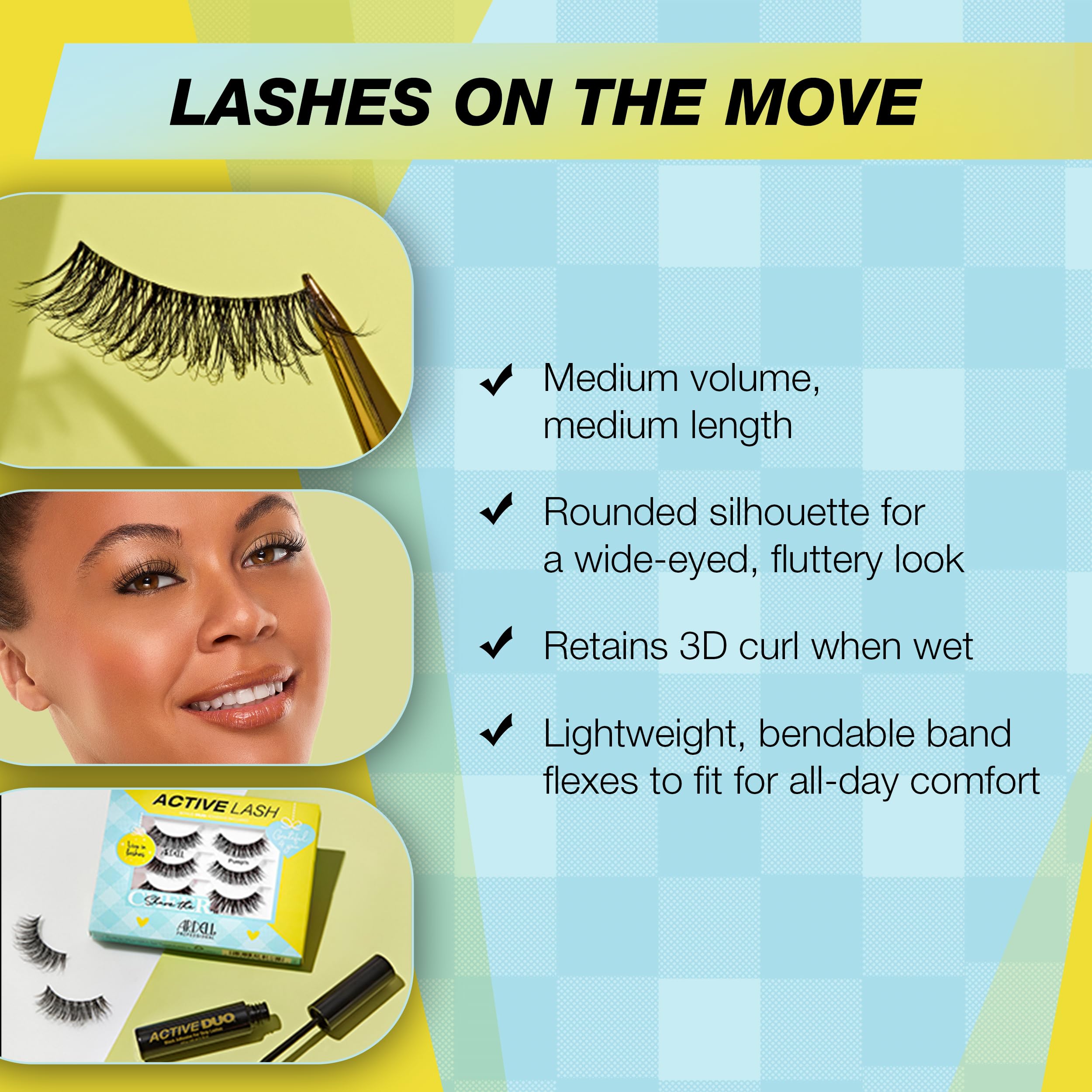 Ardell Active Pump’n DUO adhesive included for easy application.