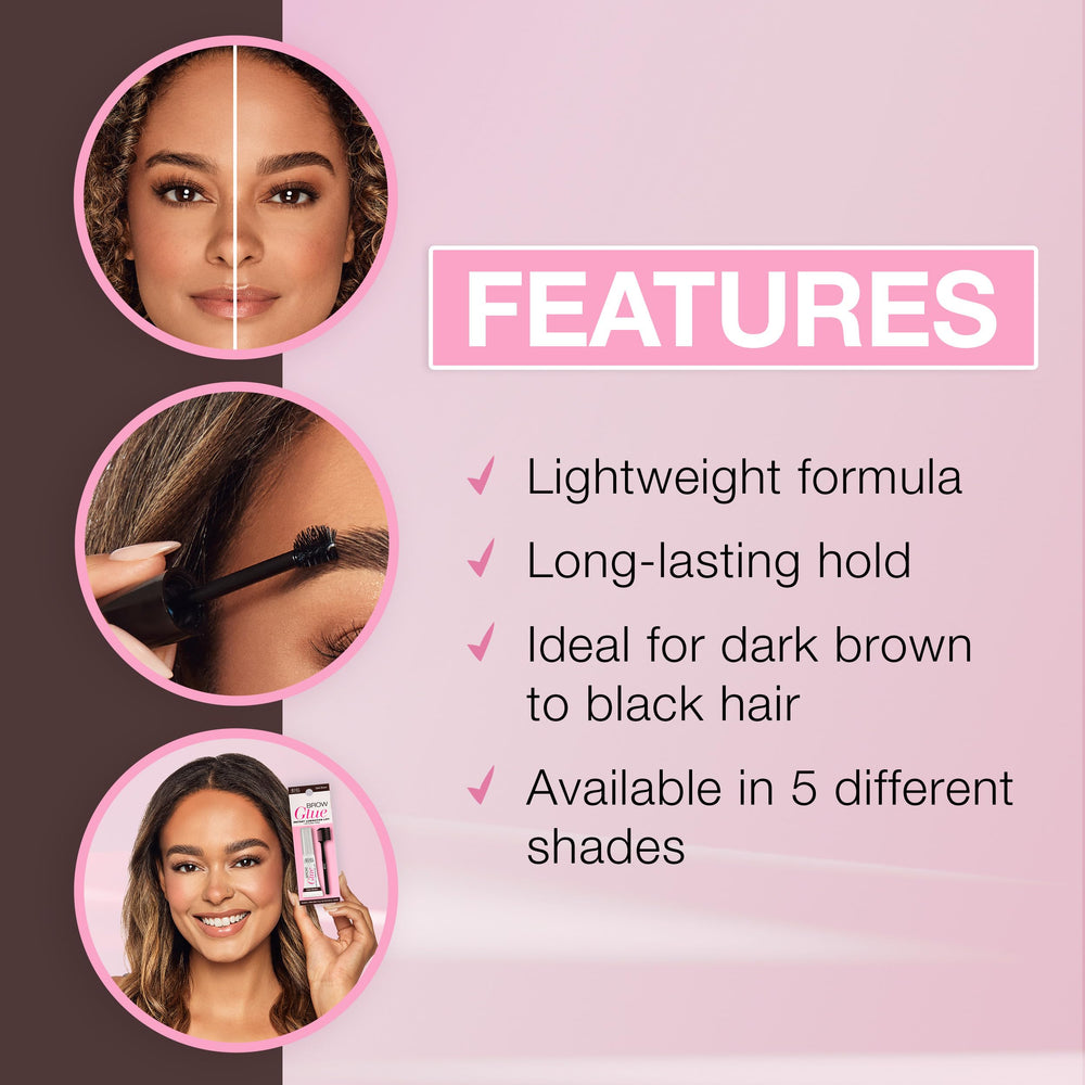 Ardell Brow Glue apply action demonstrates brow shaping and arch definition