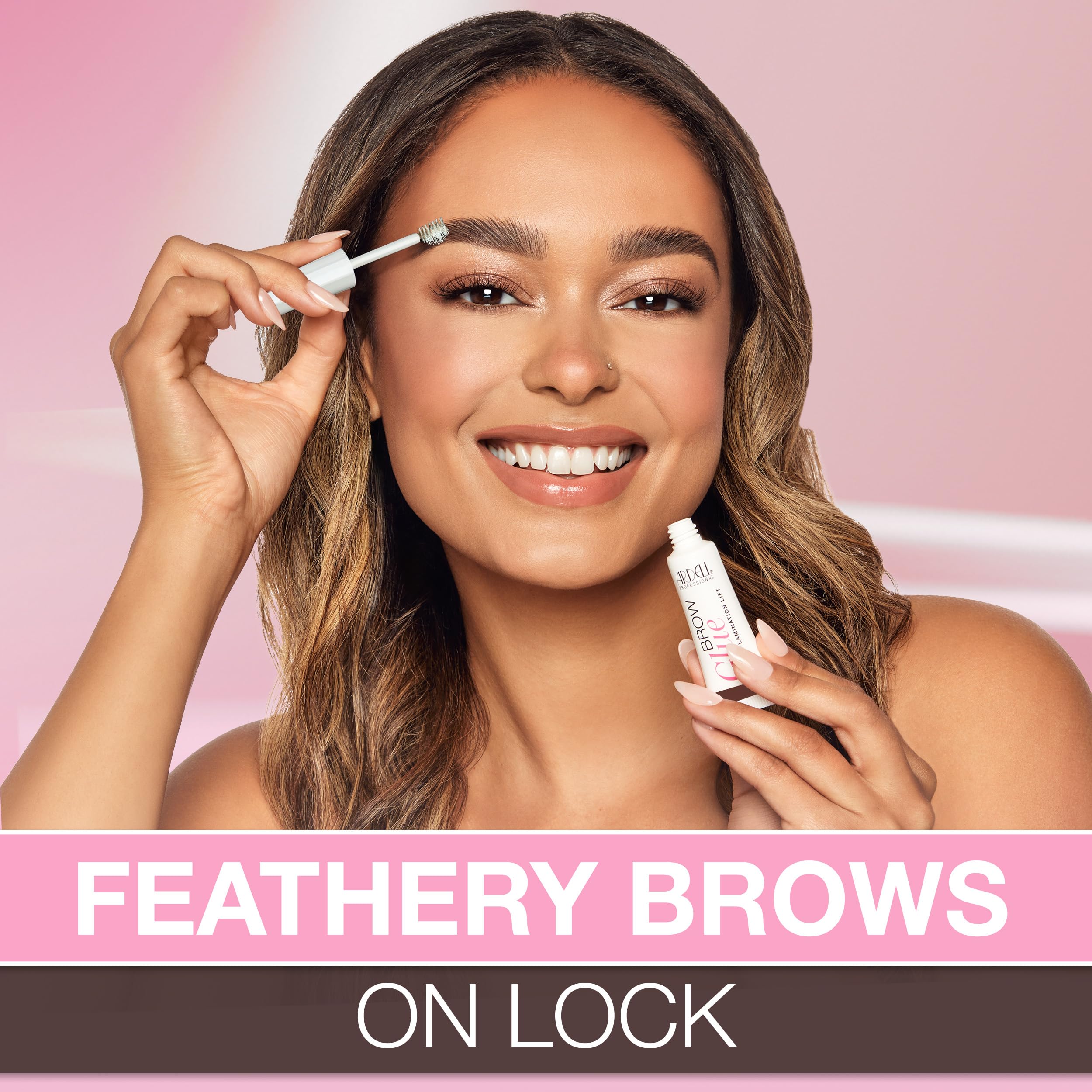 Ardell Brow Glue tube closeup showing tinted gel for brow definition