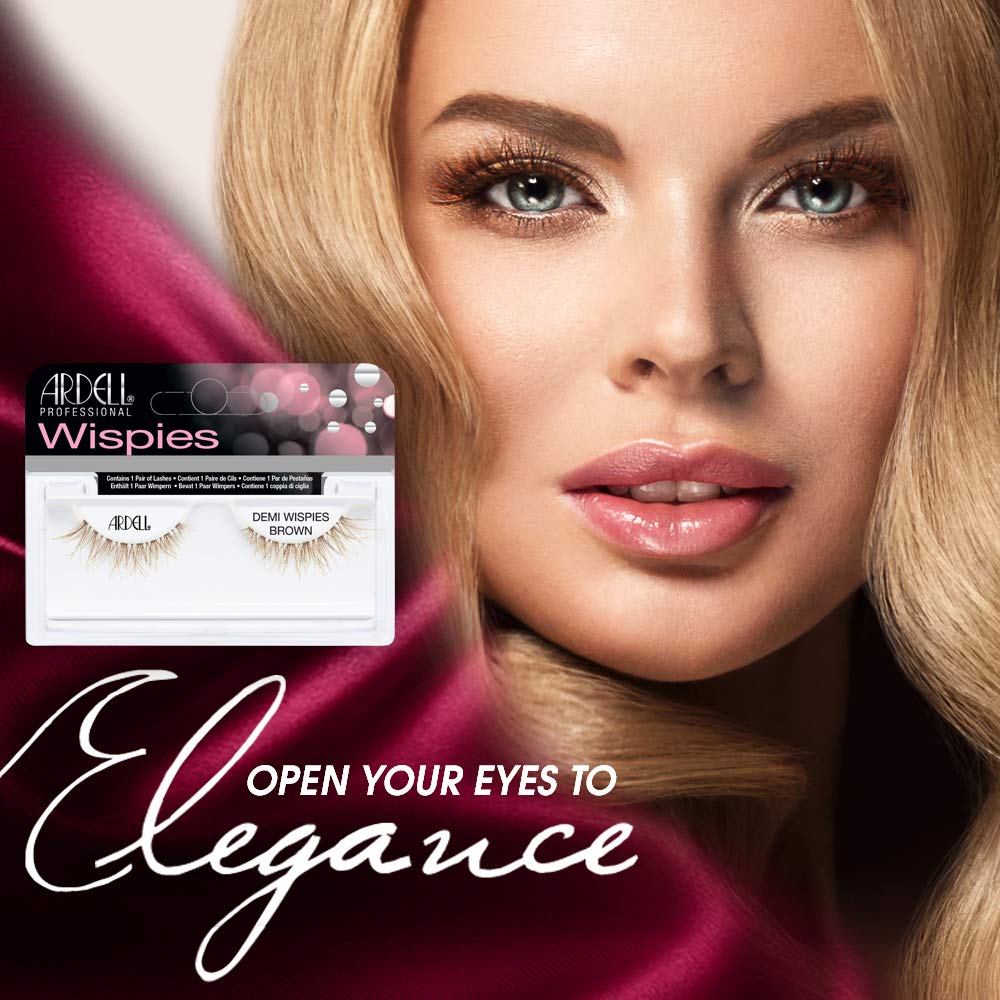 Ardell Demi Wispies Brown close-up showing criss-cross lashes for seamless blending.
