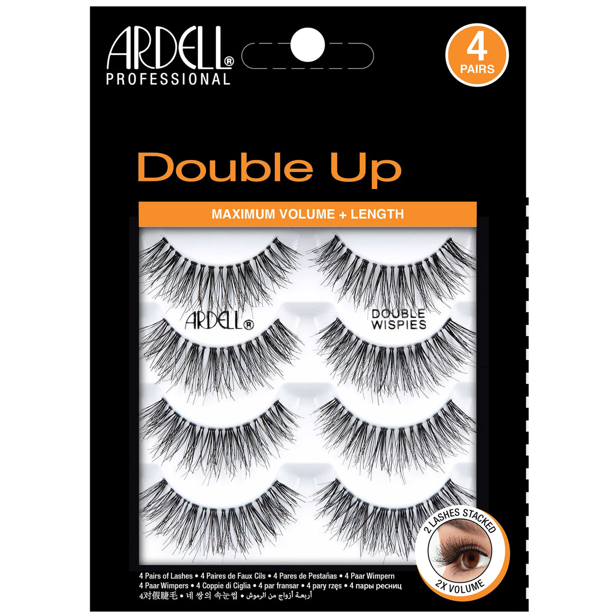 Ardell Double Up 113 lashes closeup showing bold volume for dramatic daily wear