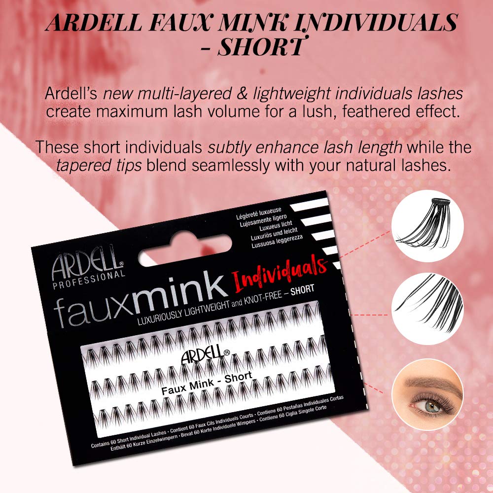 Ardell Faux Mink Multi-layered Individuals close-up highlighting natural fullness without weight.