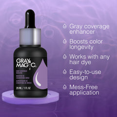 Ardell Gray Magic Color Additive enhances gray hair coverage and vibrancy.