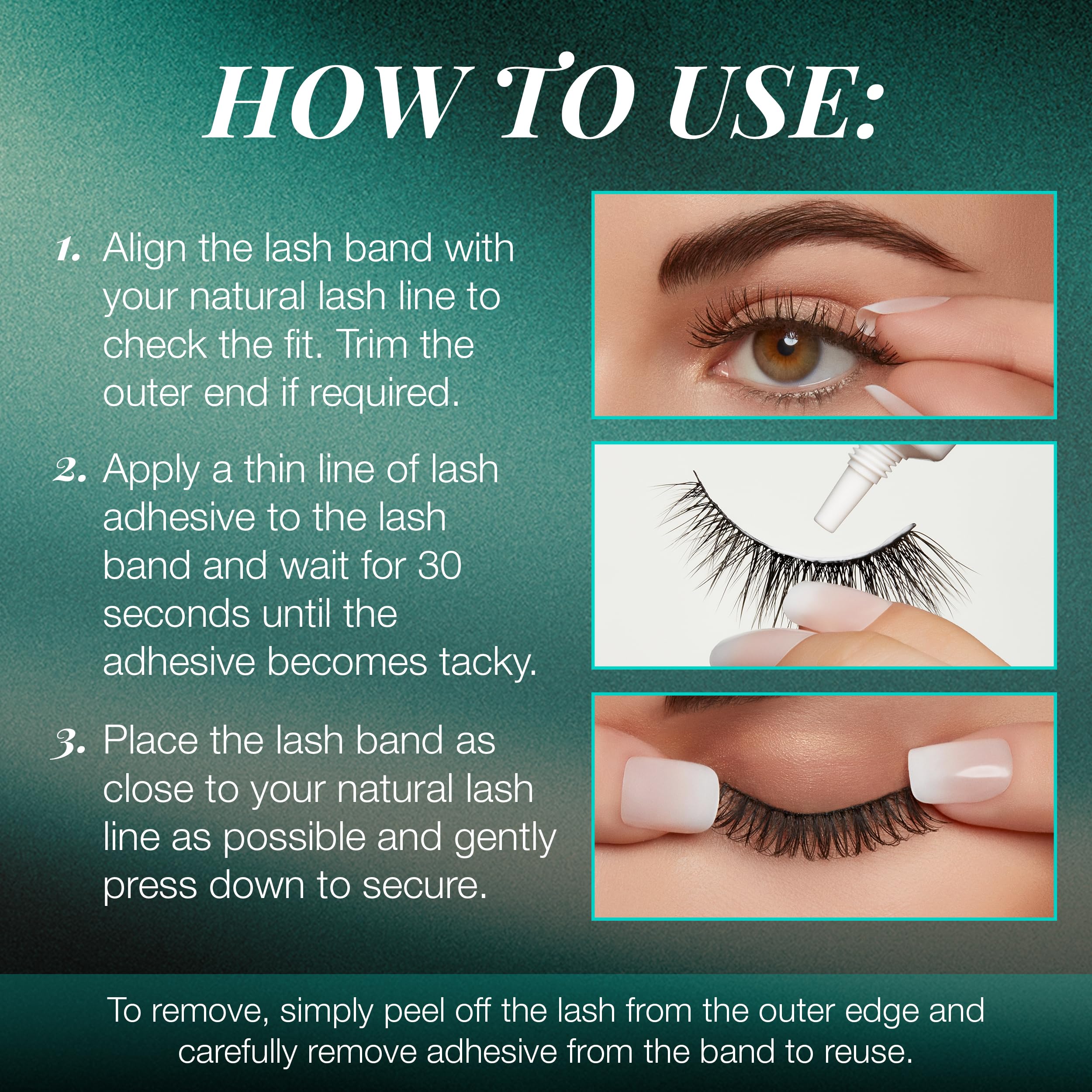 Ardell Knotted feathered lashes closeup suggests uniform volume and natural appearance.