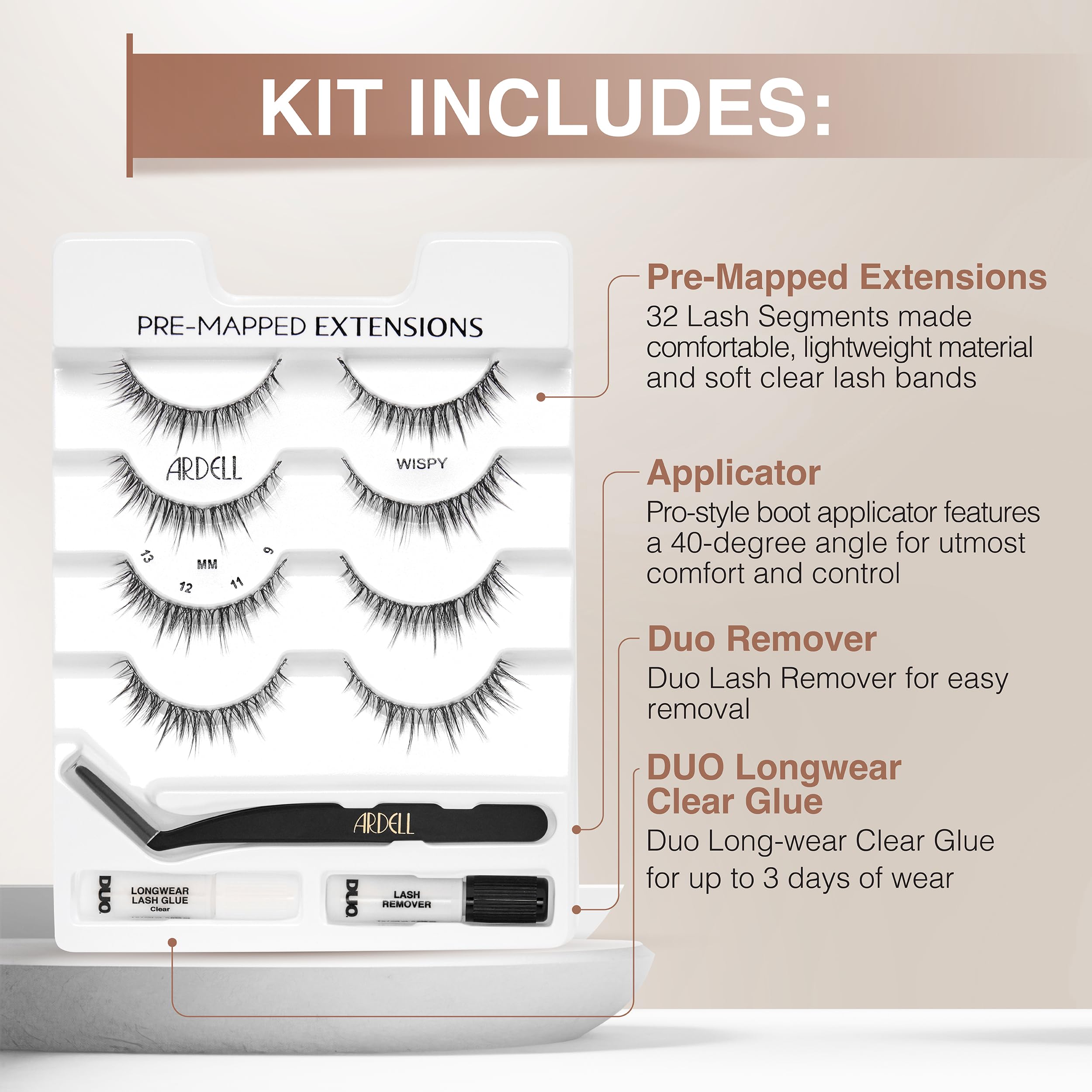 Ardell lash glue and remover image showing secure hold and easy removal.