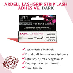 Ardell LashGrip dark waterproof adhesive showcases durable, sweat- and water-resistant lash adhesion.