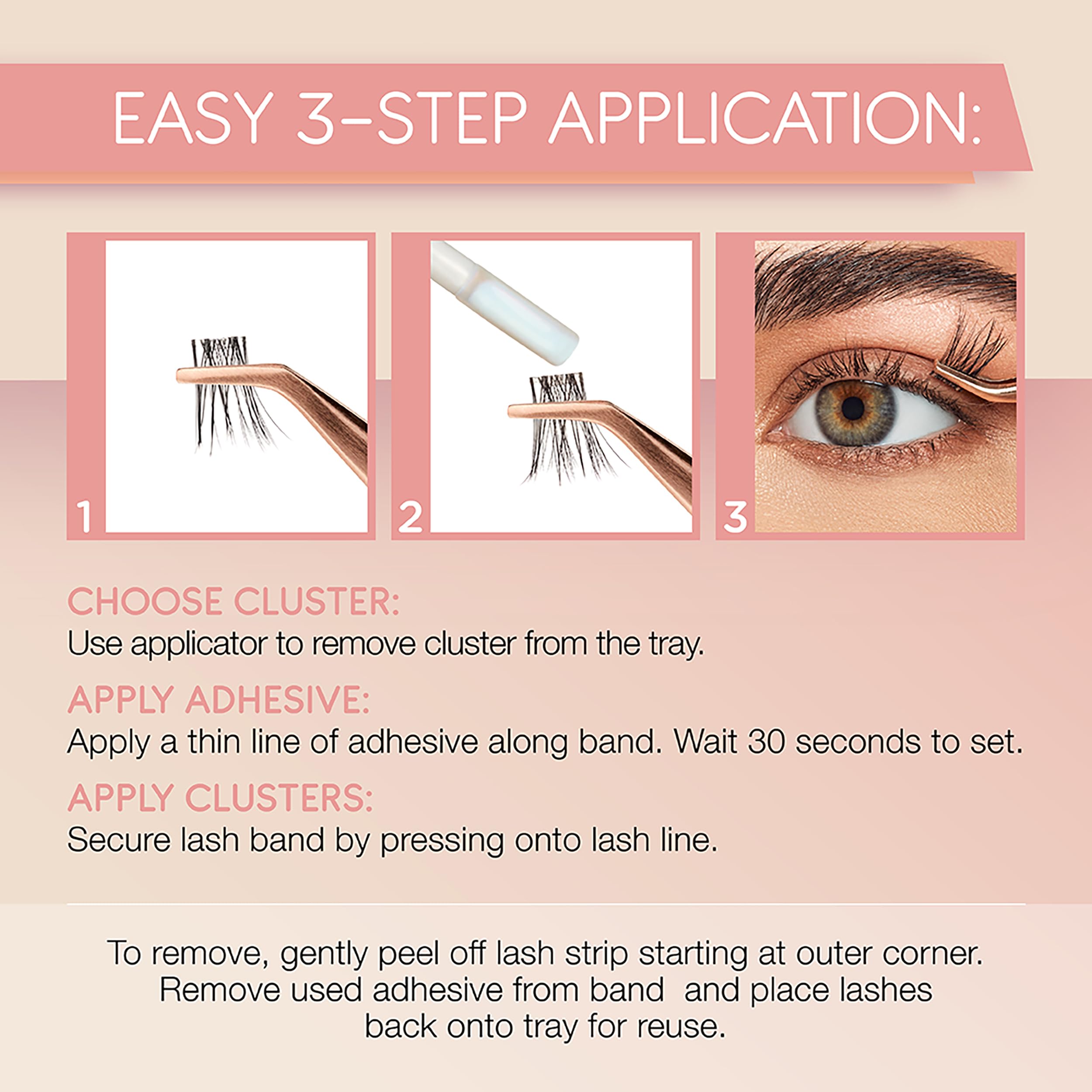 Ardell Naked Clusters 437 application over-under lash line option for tailored look.