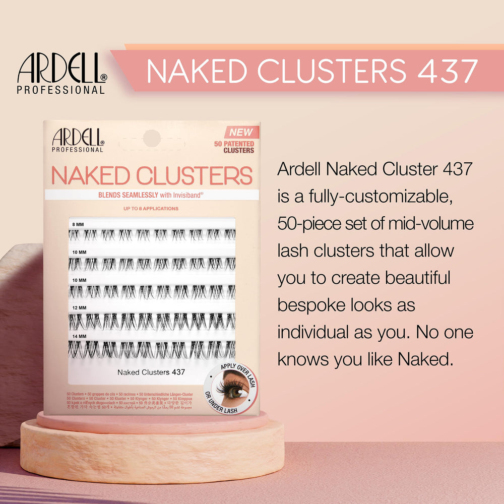 Ardell Naked Clusters 437 8-14mm lengths highlight customizable fit.