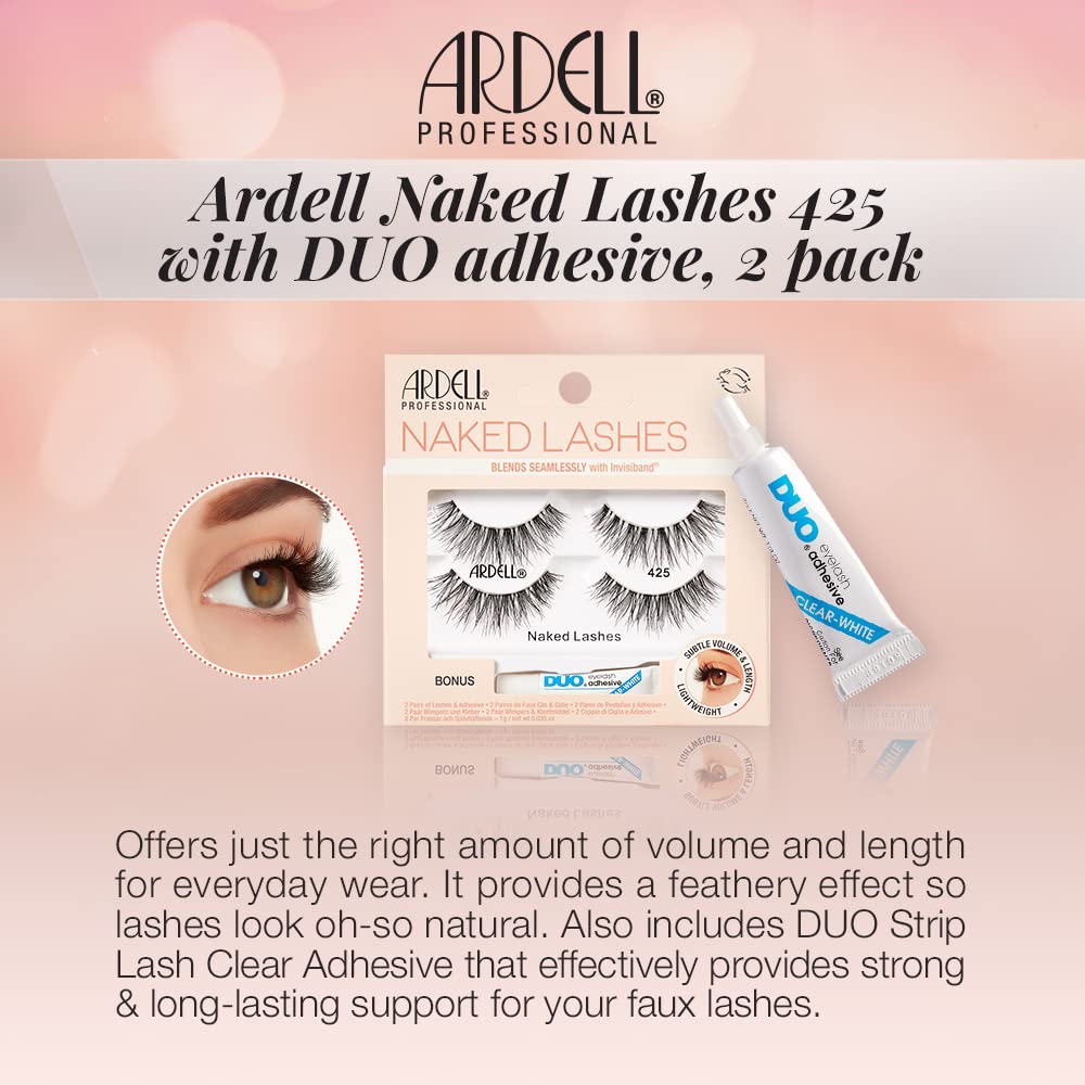Ardell Naked Lashes 425 invisiband close-up shows seamless lash line.