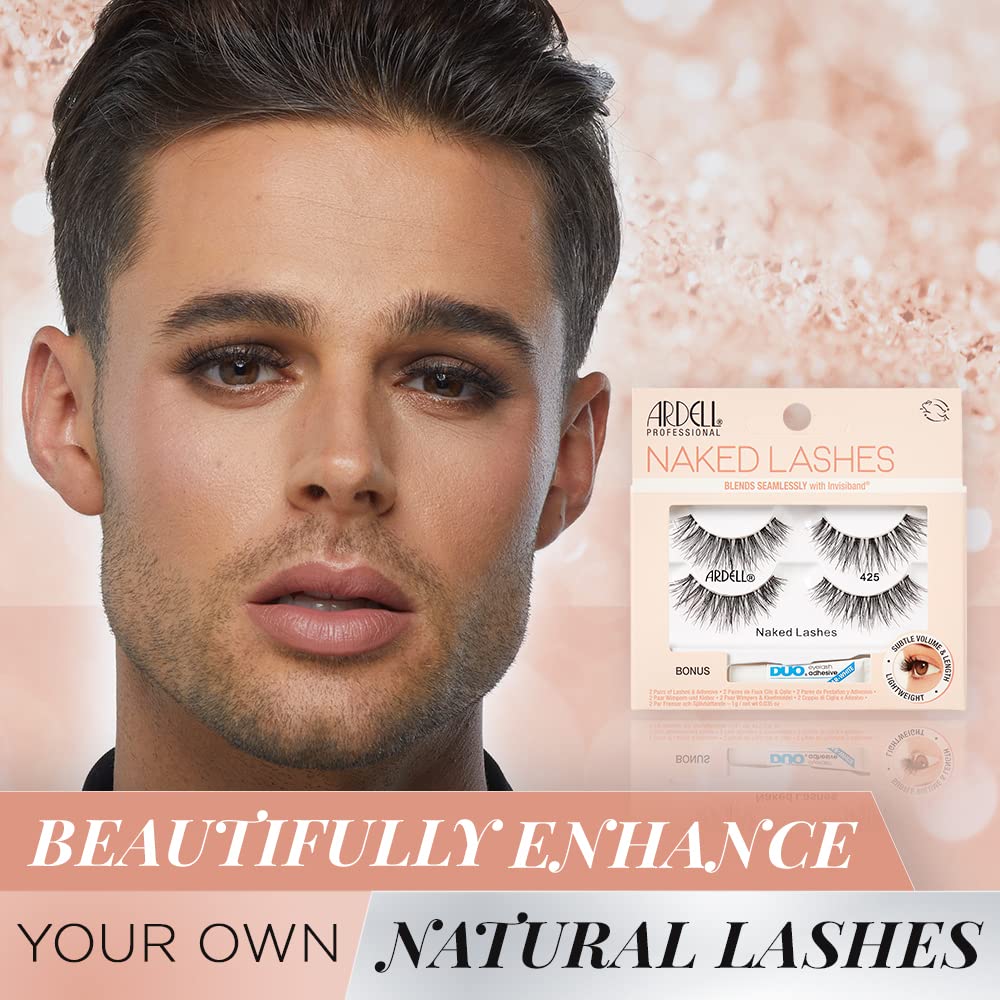 Ardell Naked Lashes 425 short black fibers add subtle length.