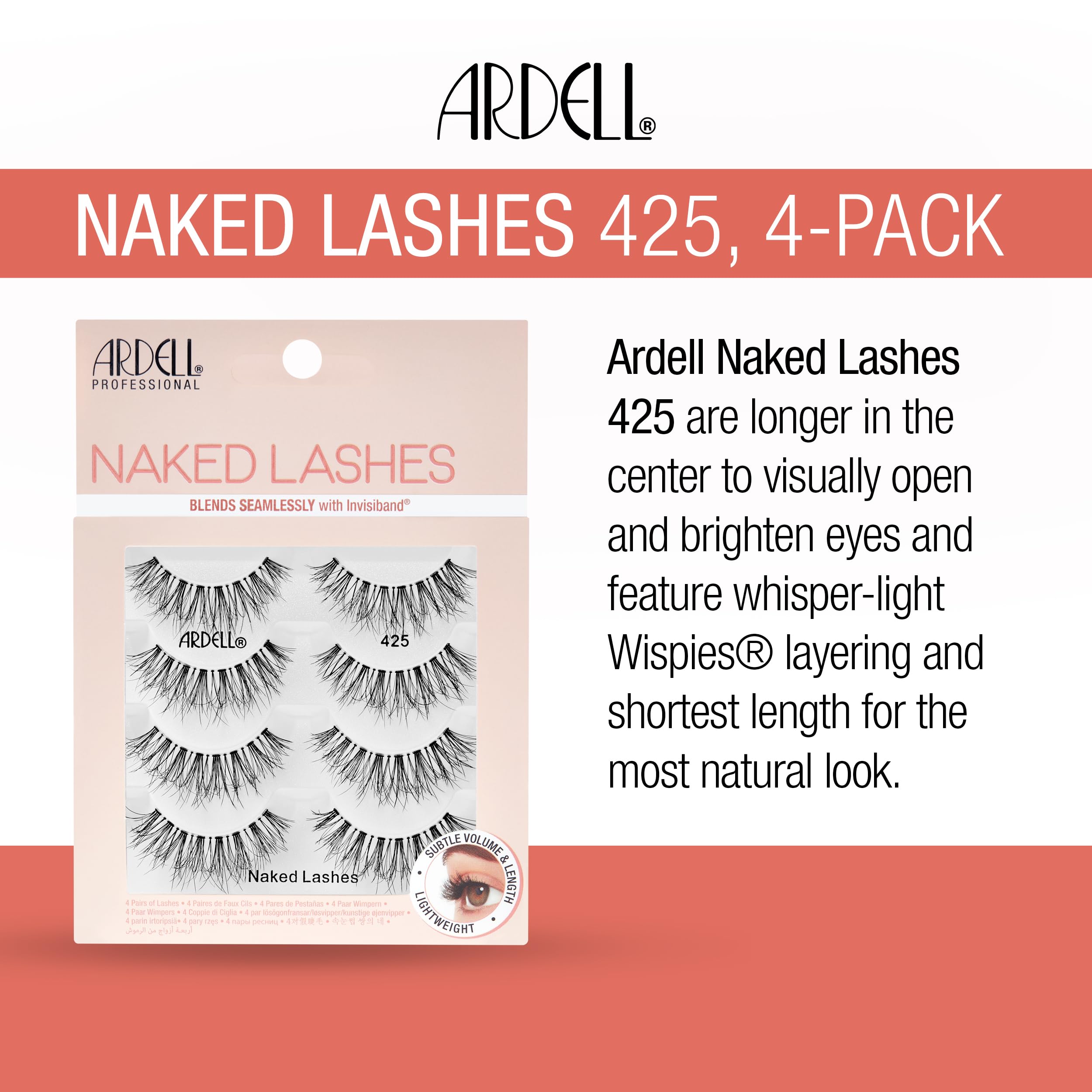 Ardell Naked Lashes 427 Invisiband display comfortable, secure lash line fit.
