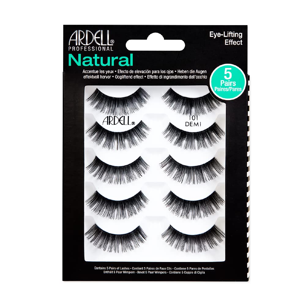 Ardell Natural 101 Demi Black lashes packaging close-up for natural, everyday flutter.