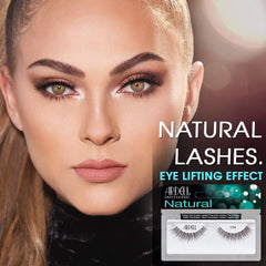 Ardell Natural 174 lashes on eye demonstrate weightless comfort with a soft, flared finish