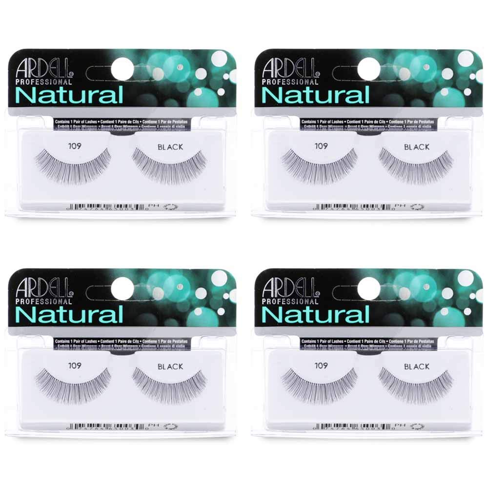 Ardell Natural Lashes 109 Black close-up shows natural full look for daily wear
