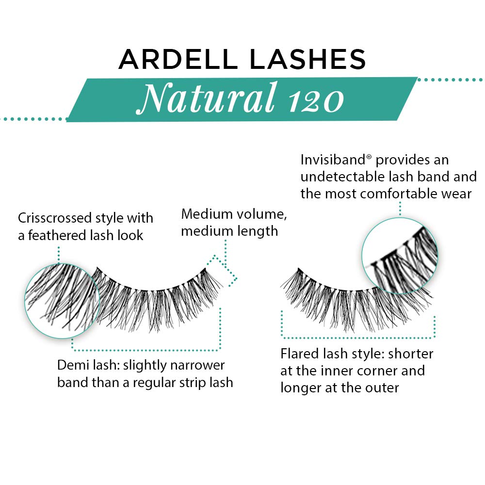 Ardell Natural Lashes 120 Black crisscross design close-up emphasizes natural fullness