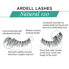 Ardell Natural Lashes 120 Black crisscross design close-up emphasizes natural fullness