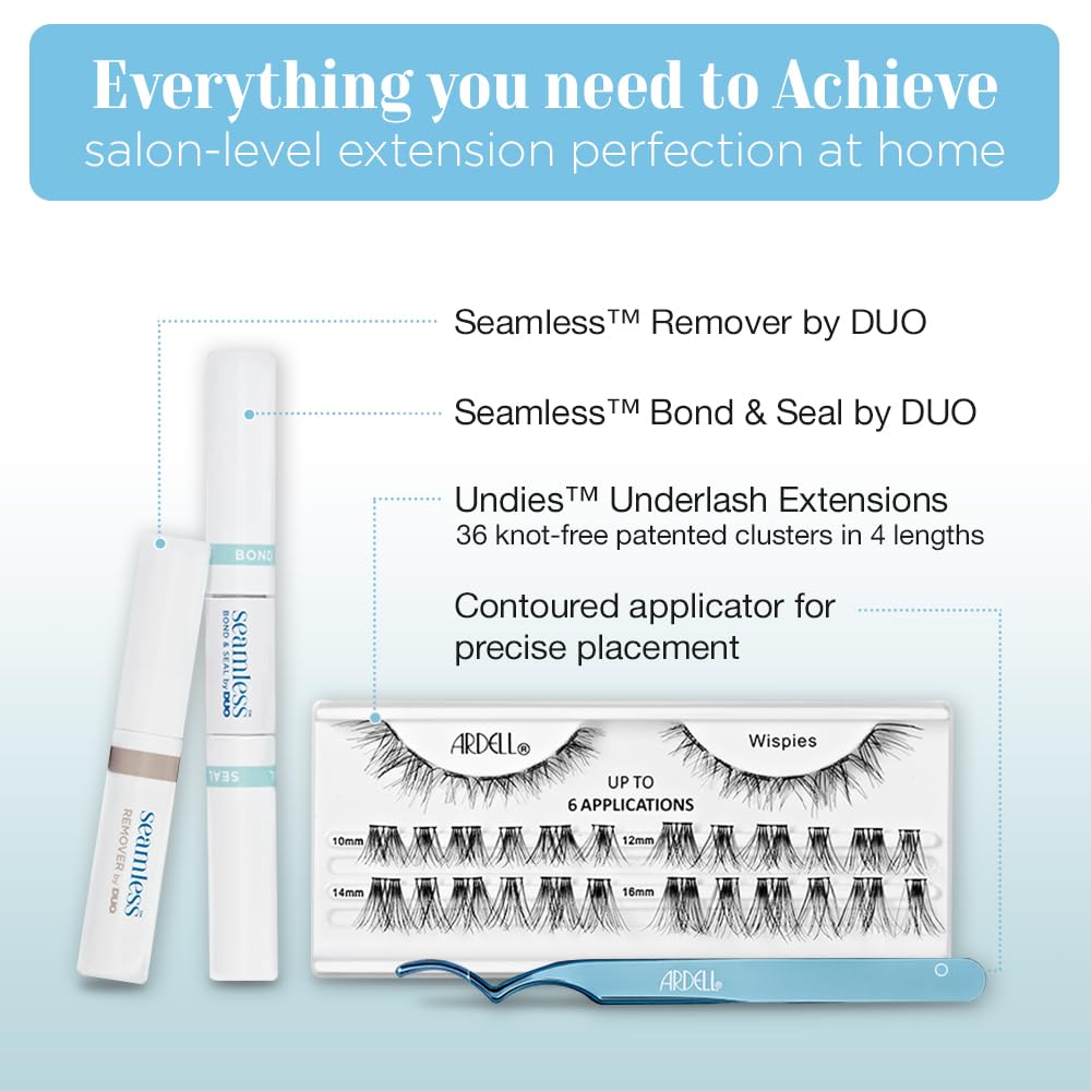 Ardell Wispies cluster application close-up for precise lash placement.
