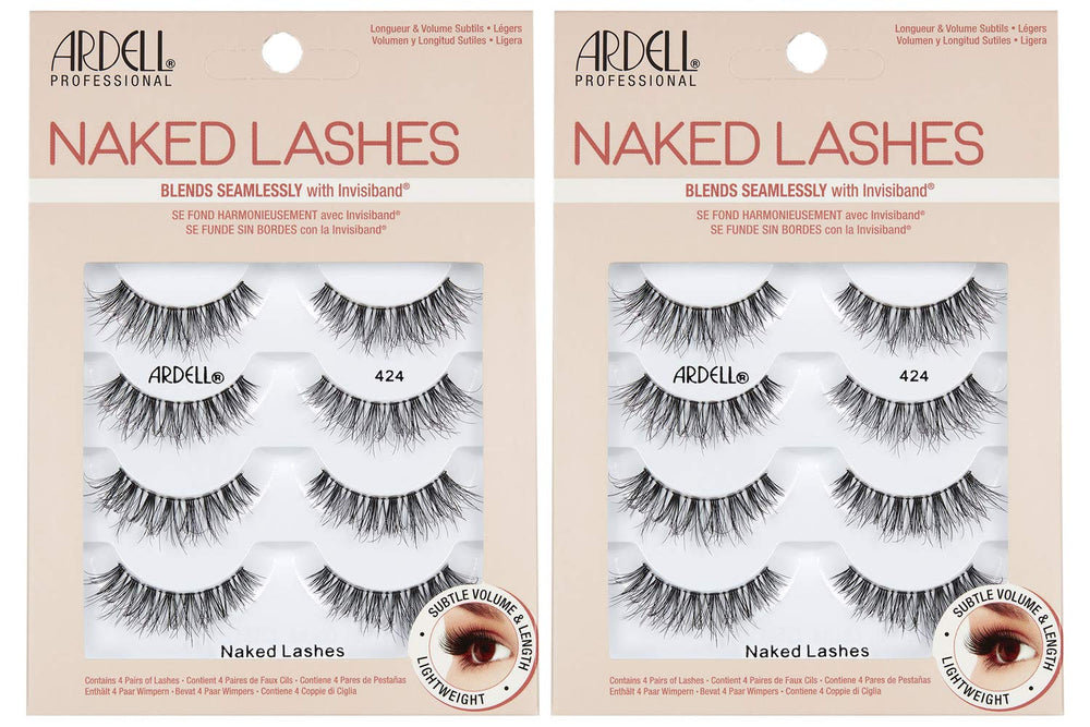 Ardell Strip Lashes Natural Naked Lashes 424 Invisiband close-up for lightweight daily wear.
