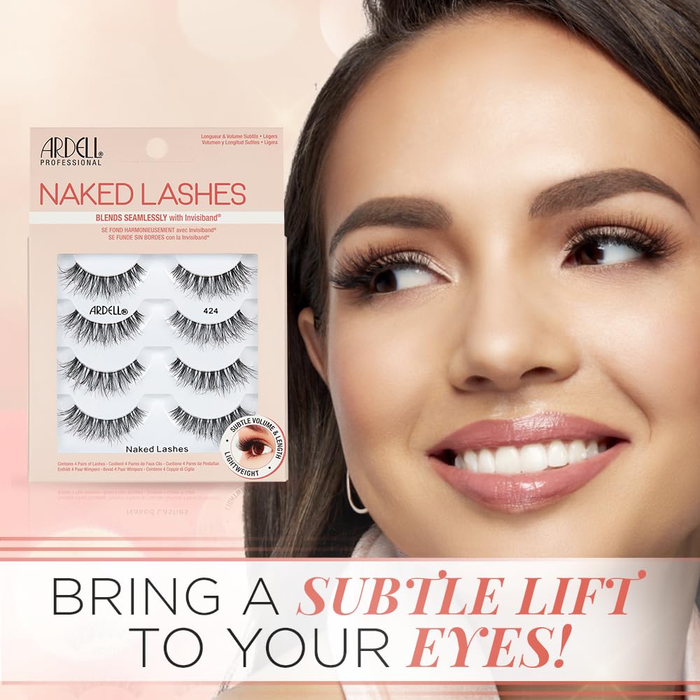 Ardell Strip Lashes Natural Naked Lashes 424 soft-band-on-lashline for seamless blending.