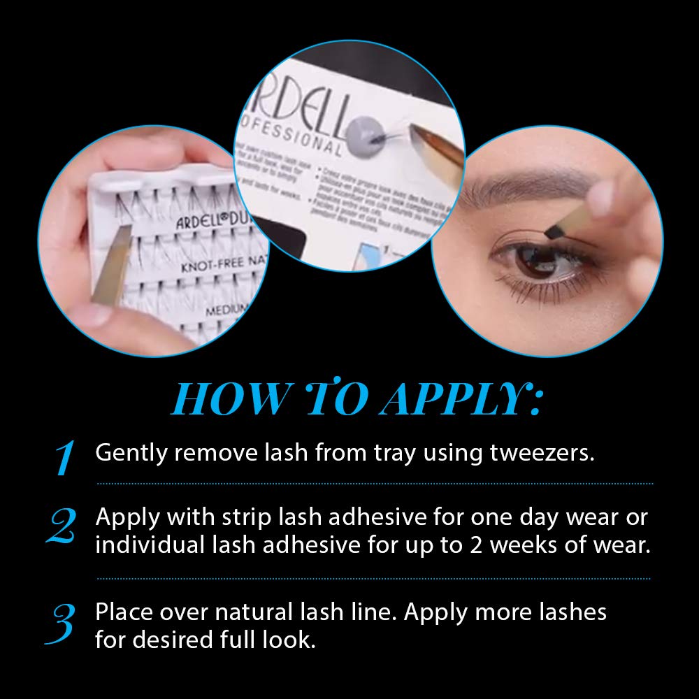 Ardell waterproof easy-apply lashes on-eye close-up for long wear.