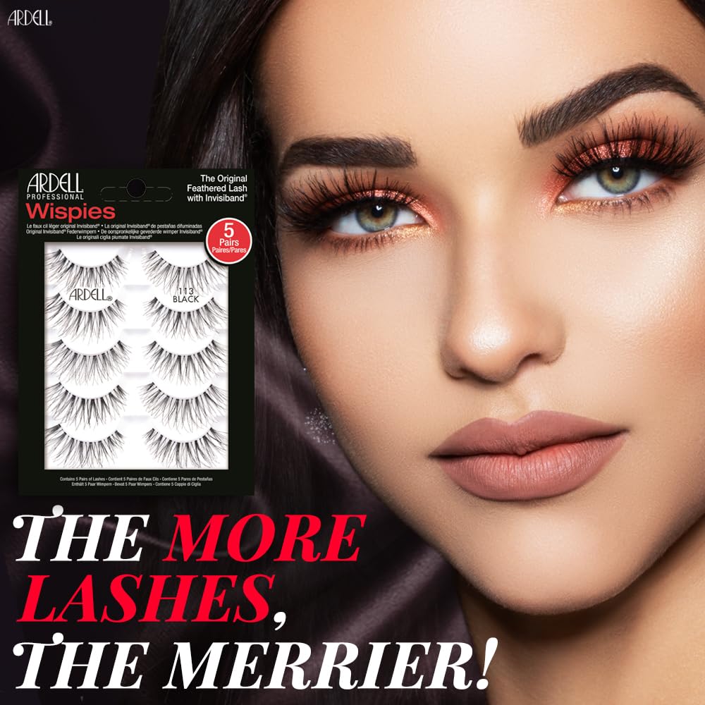 Ardell Wispies 113 application-ready strip lashes for quick wear.