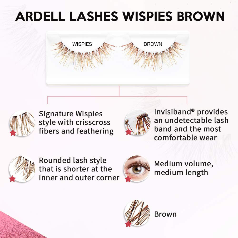 Ardell Wispies Brown 4-pack packaging highlighting reusable design.