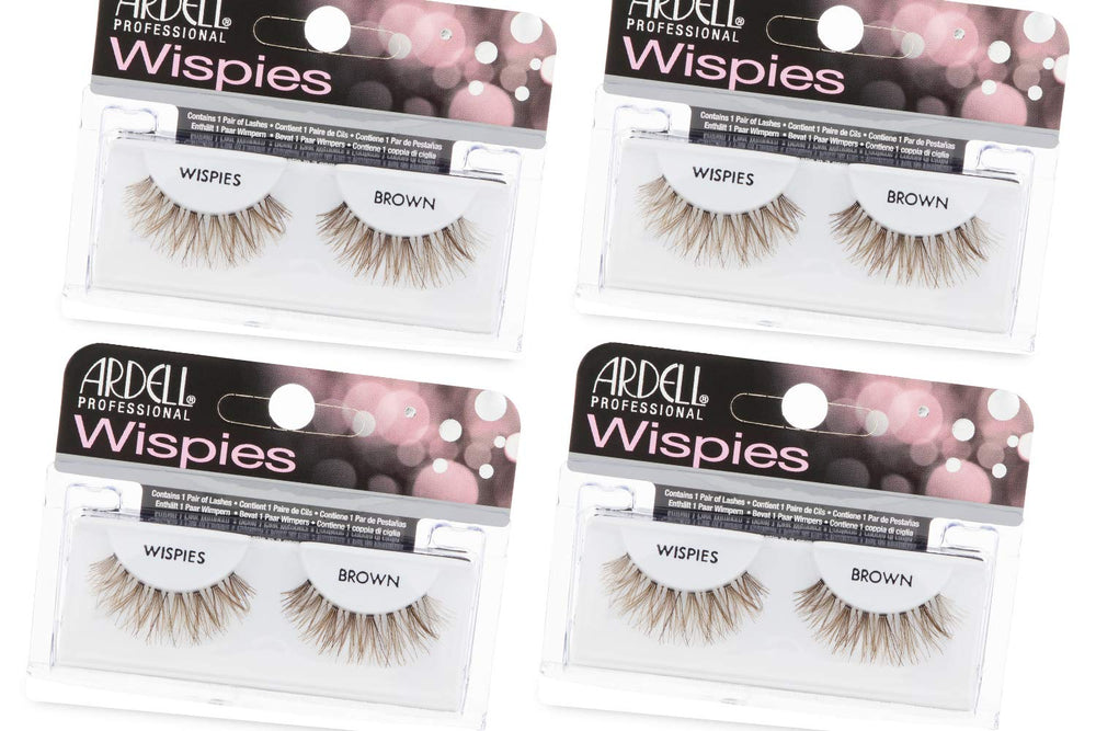 Ardell Wispies Brown lashes closeup showing crisscross knots for natural fullness.