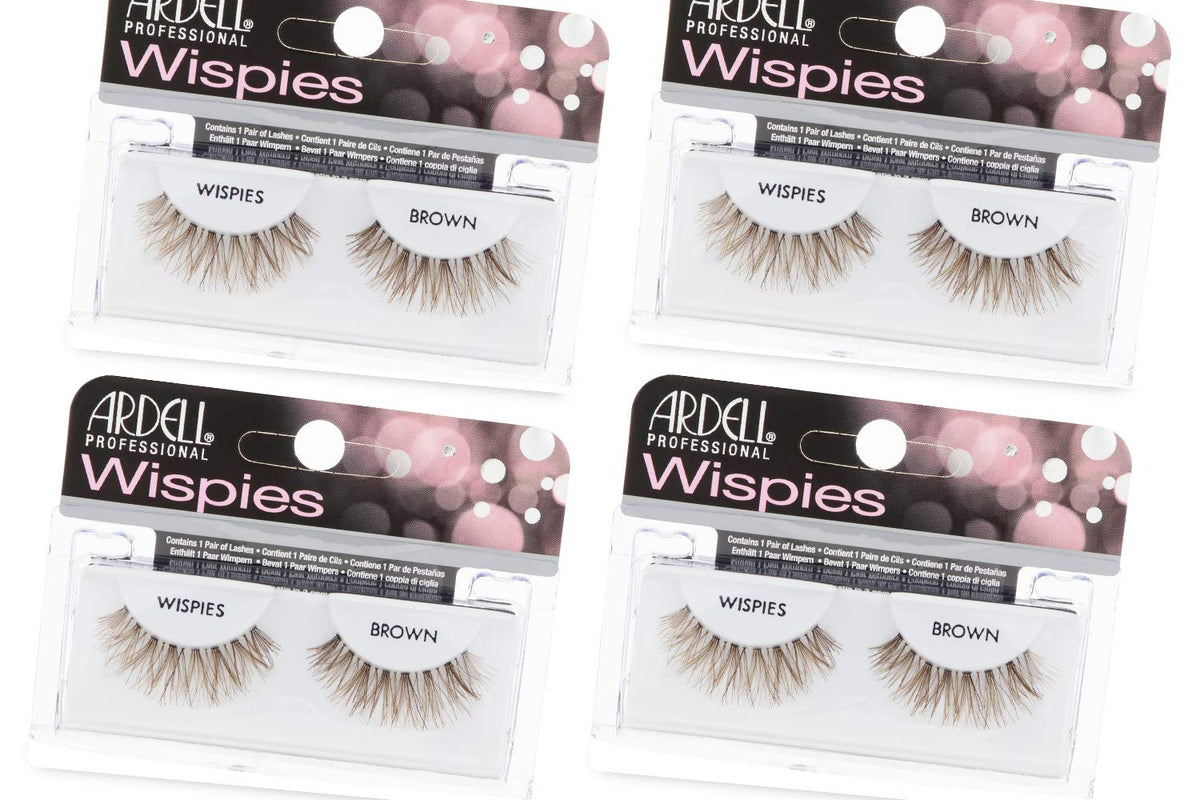 Ardell Wispies Brown lashes closeup showing crisscross knots for natural fullness.