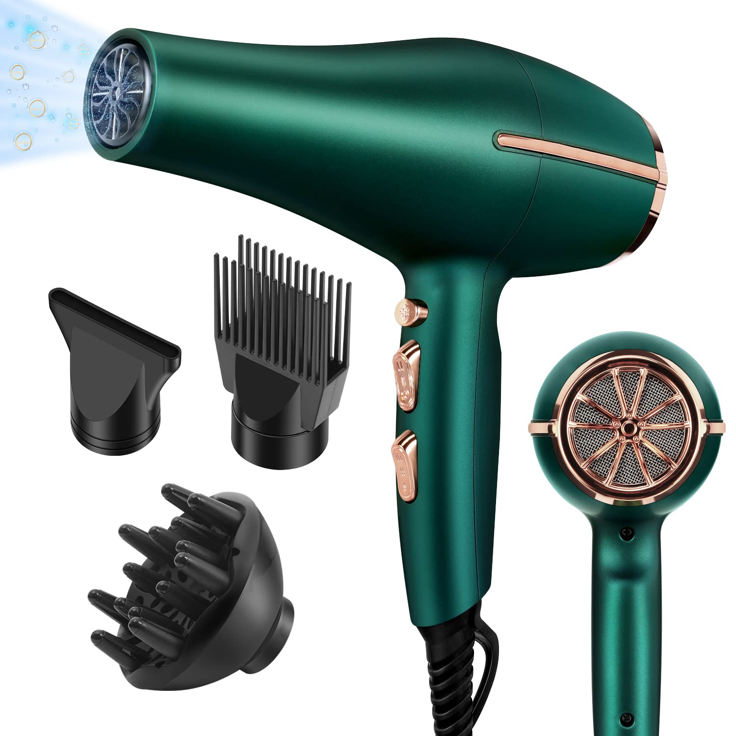ARDIRO 2000W hair dryer front view showing strong airflow for fast drying