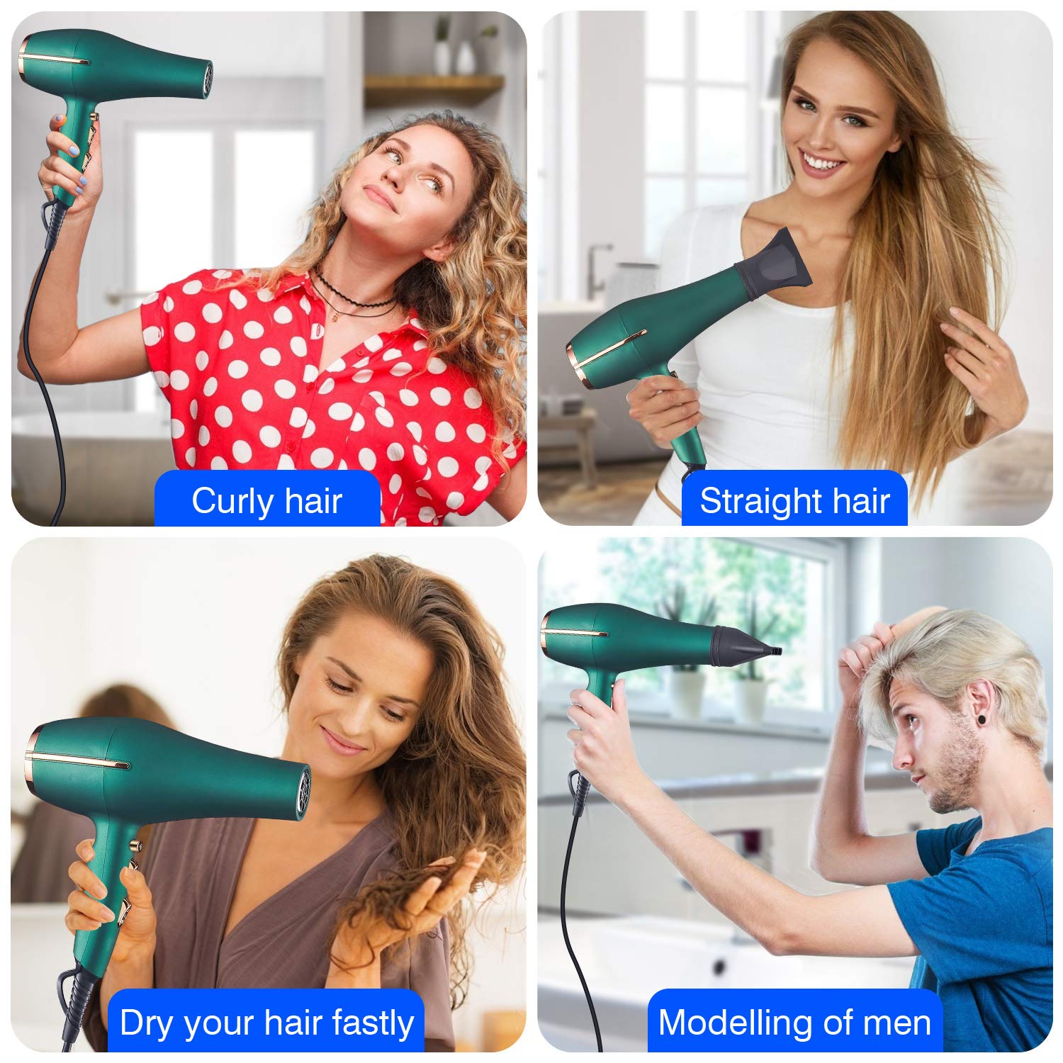 ARDIRO 2000W hair dryer in use delivering salon grade blow dry at home