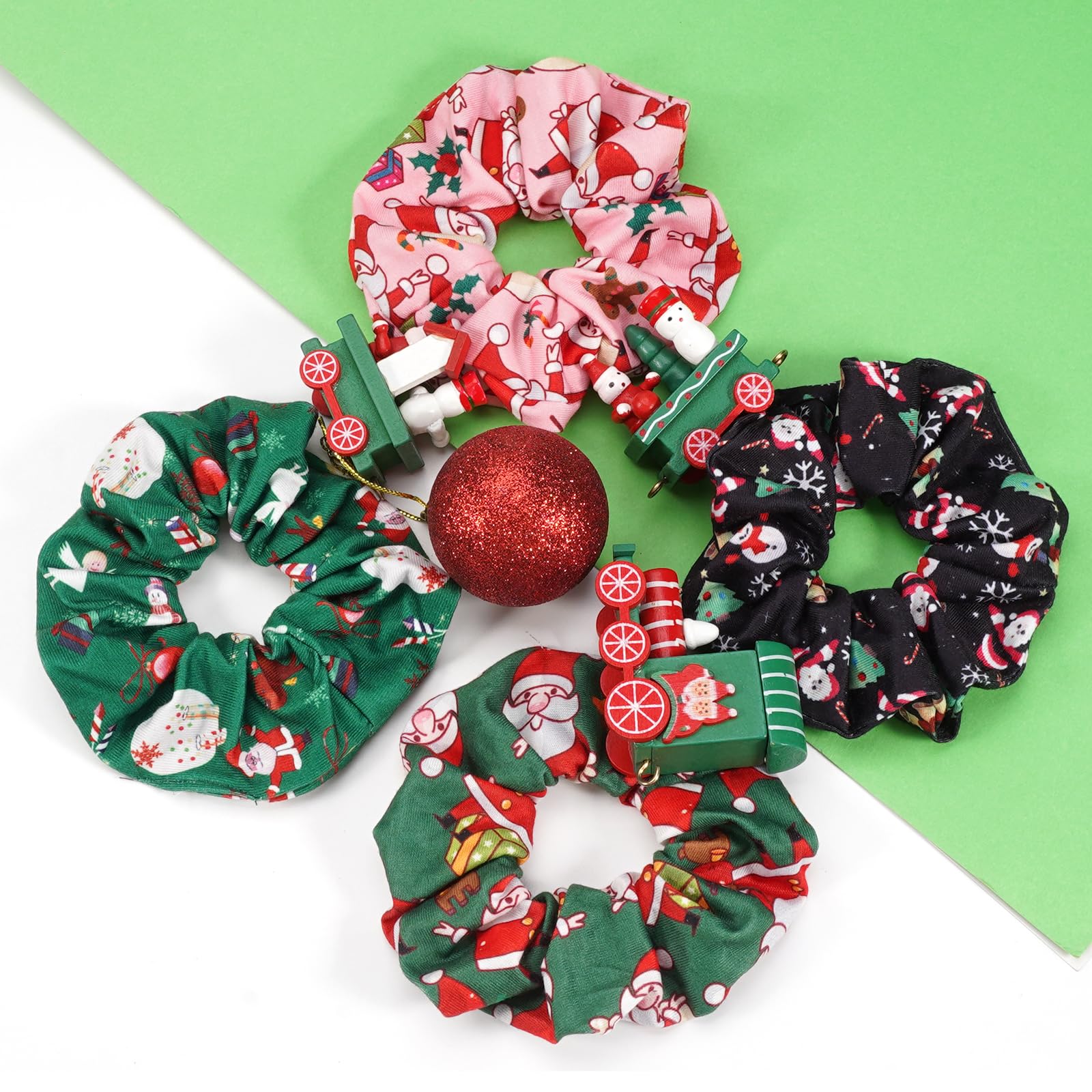 Ardorchid bell pattern scrunchie pairs with Xmas outfits and keeps hair in place