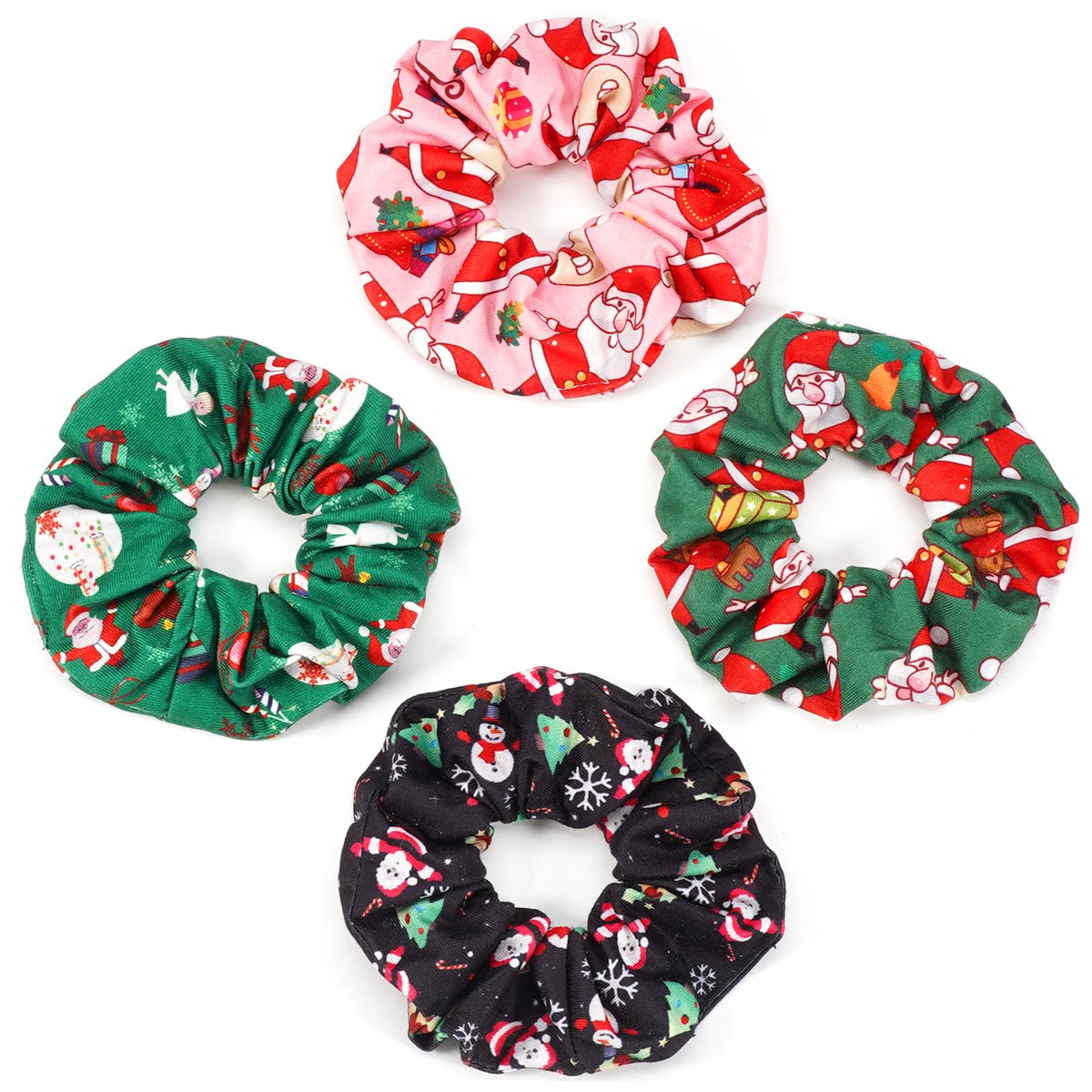 Ardorchid Christmas hair scrunchies green-pink pack keeping hair secure for festive wear