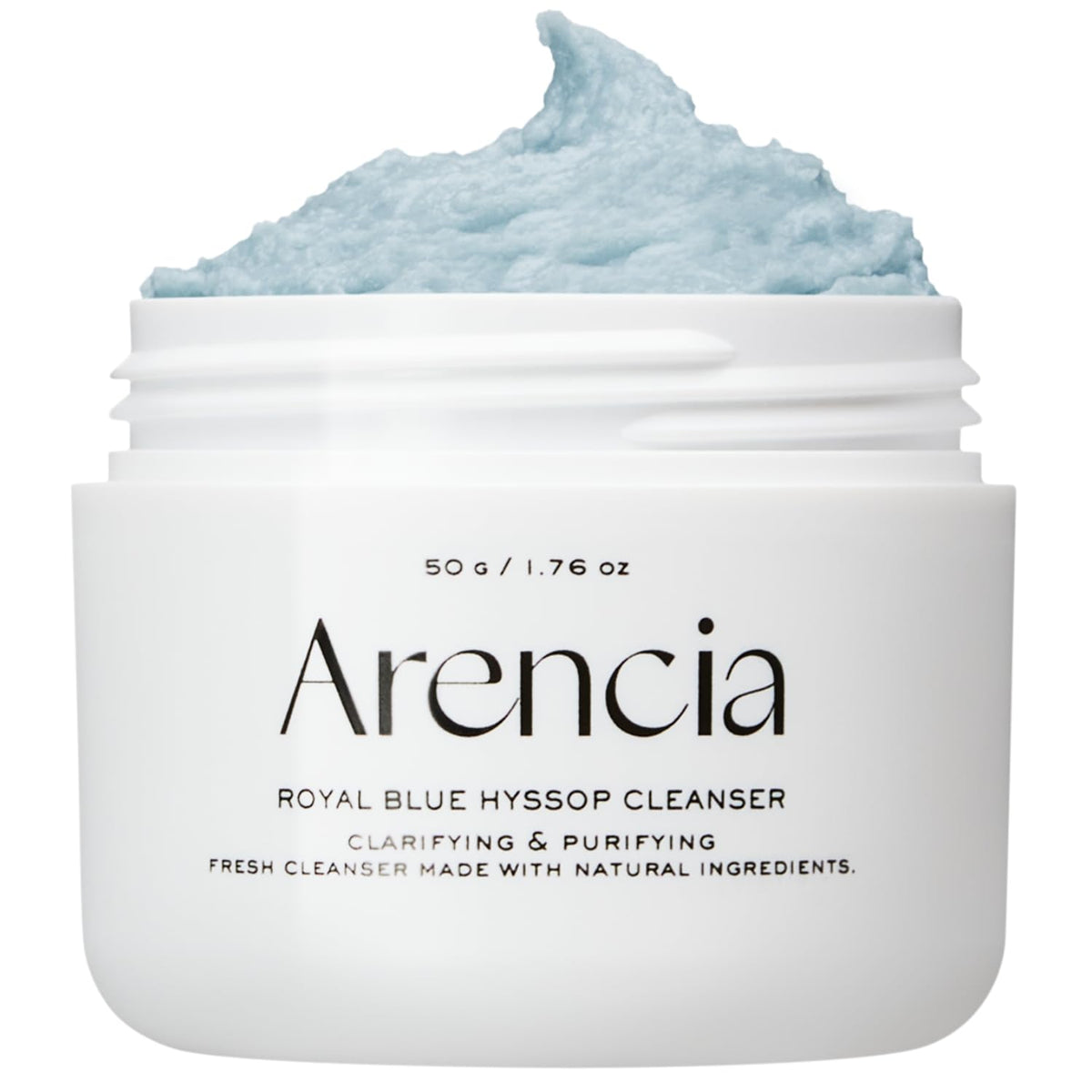 ARENCIA hyssop brightening scrub tub shows artisanal exfoliation for all skin types.