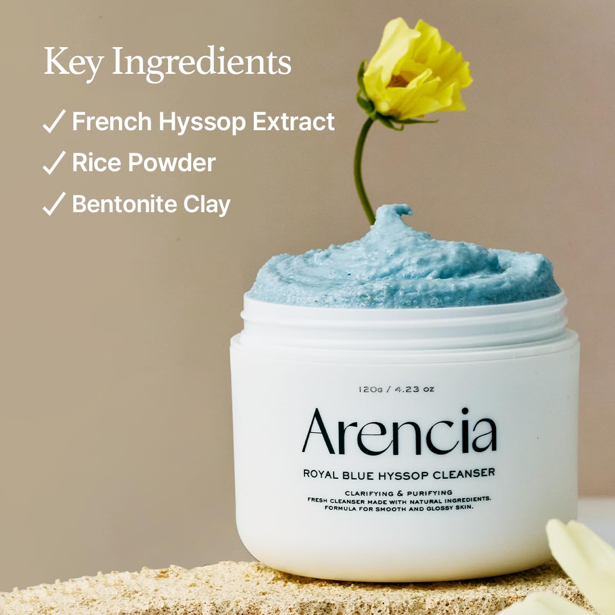 ARENCIA hyssop brightening scrub wash face demonstrates foamy lather during cleansing.
