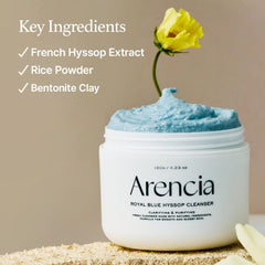 ARENCIA hyssop brightening scrub wash face demonstrates foamy lather during cleansing.