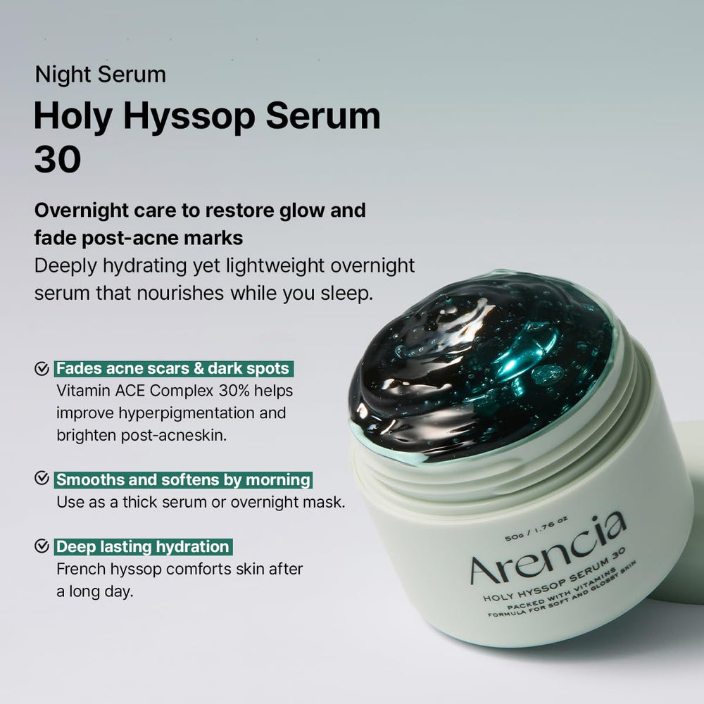 Arencia dark spot treatment serum suggests targeted fade for a more even tone.
