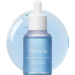 ARENCIA Deep Hydration Serum bottle closeup showing premium hydration for plump skin