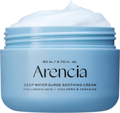 ARENCIA Deep Water Surge Cream jar closeup showing rich hydration for dry skin.