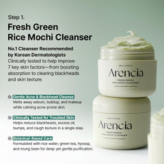 Arencia Glass Skin Renewal Step 1 cleanser bottle in use for refreshing cleanse