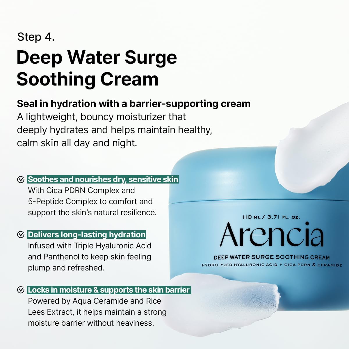 Arencia Glass Skin Renewal Step 4 serum dropper releasing lightweight formula