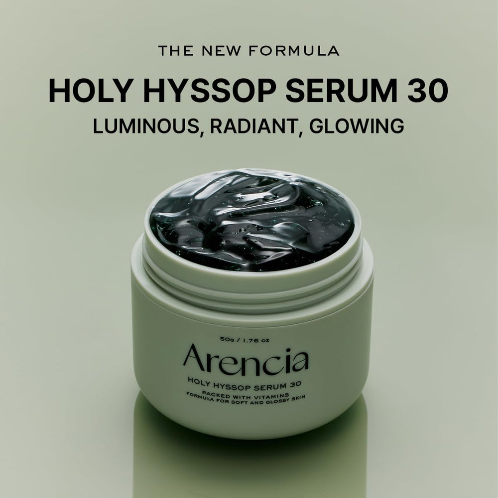 Arencia Glow Hyssop serum application shows a smooth texture for glass skin.