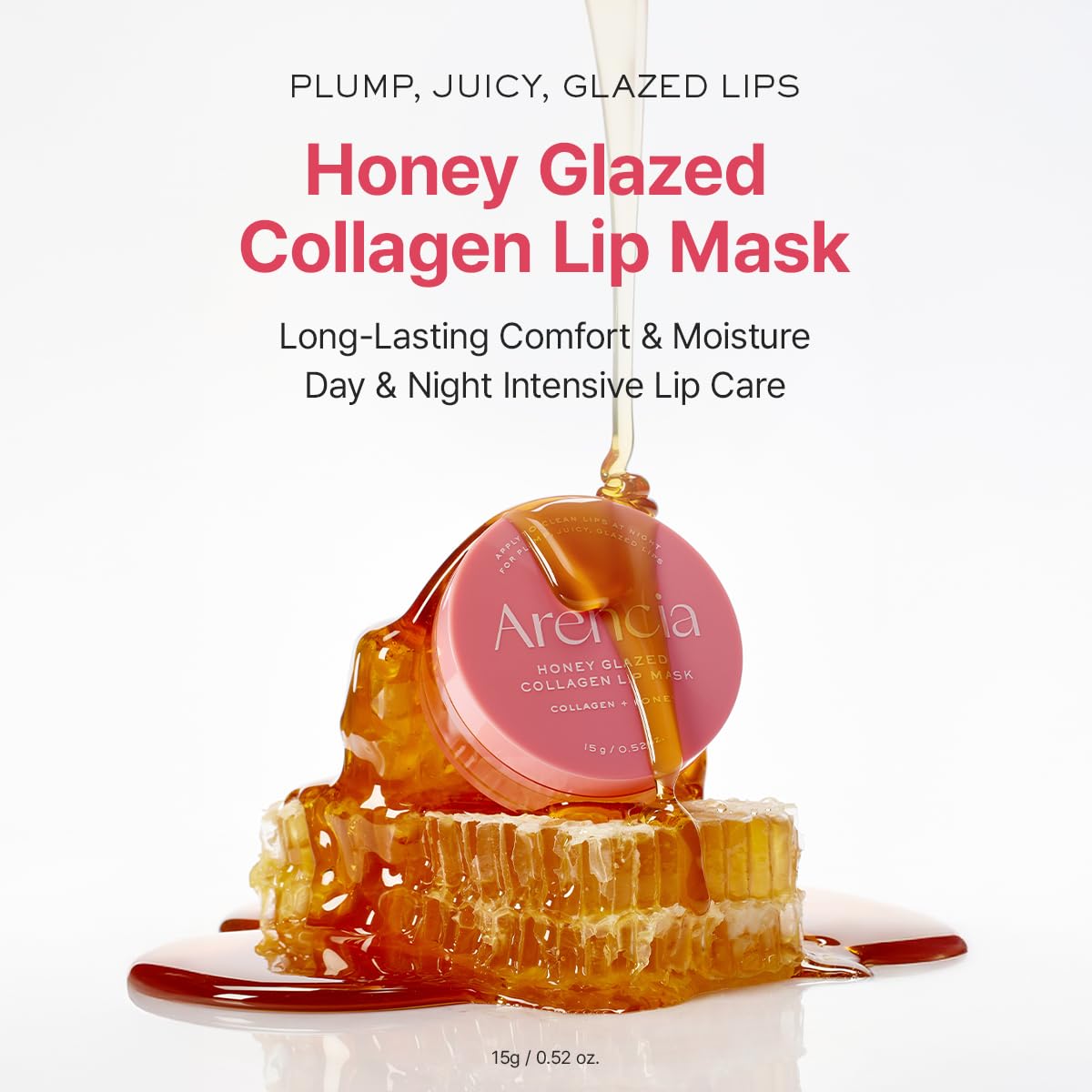 ARENCIA Honey Glazed Collagen Lip Mask application on lips before bed.