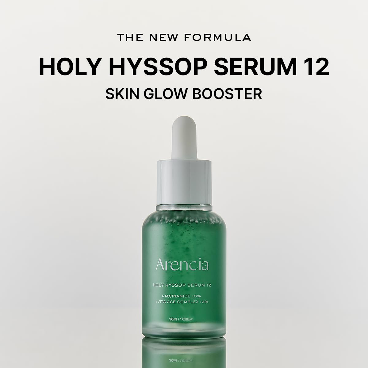 Arencia Hyssop Glow Serum dropper closeup enables precise application for even tone.