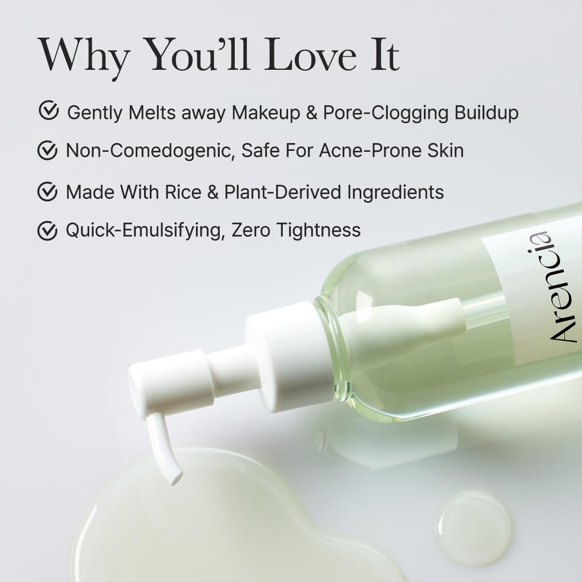 ARENCIA Pore Melt Mochi pump-application demonstrates easy daily cleansing