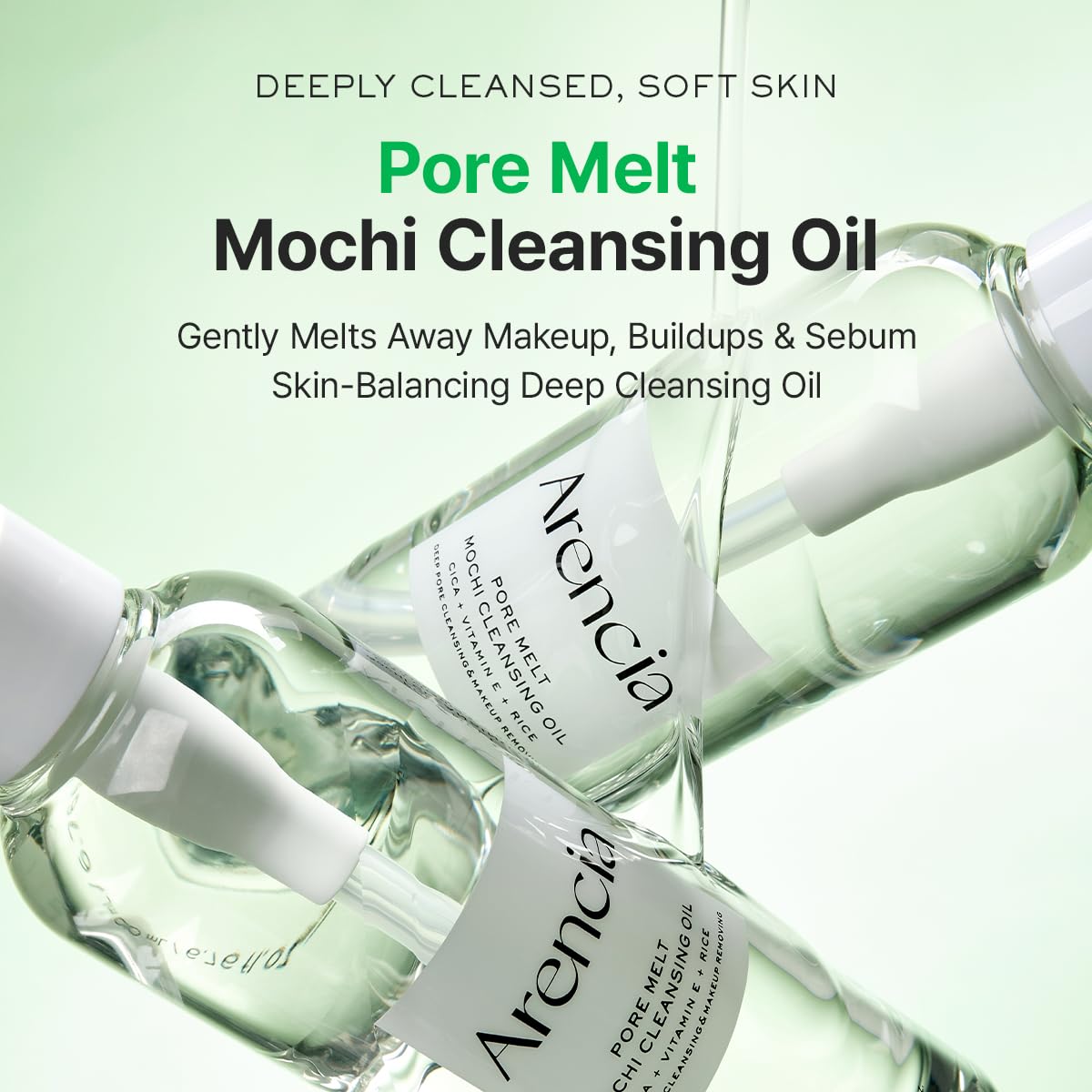 ARENCIA Pore Melt Mochi texture close-up suggests nourishing cleansing