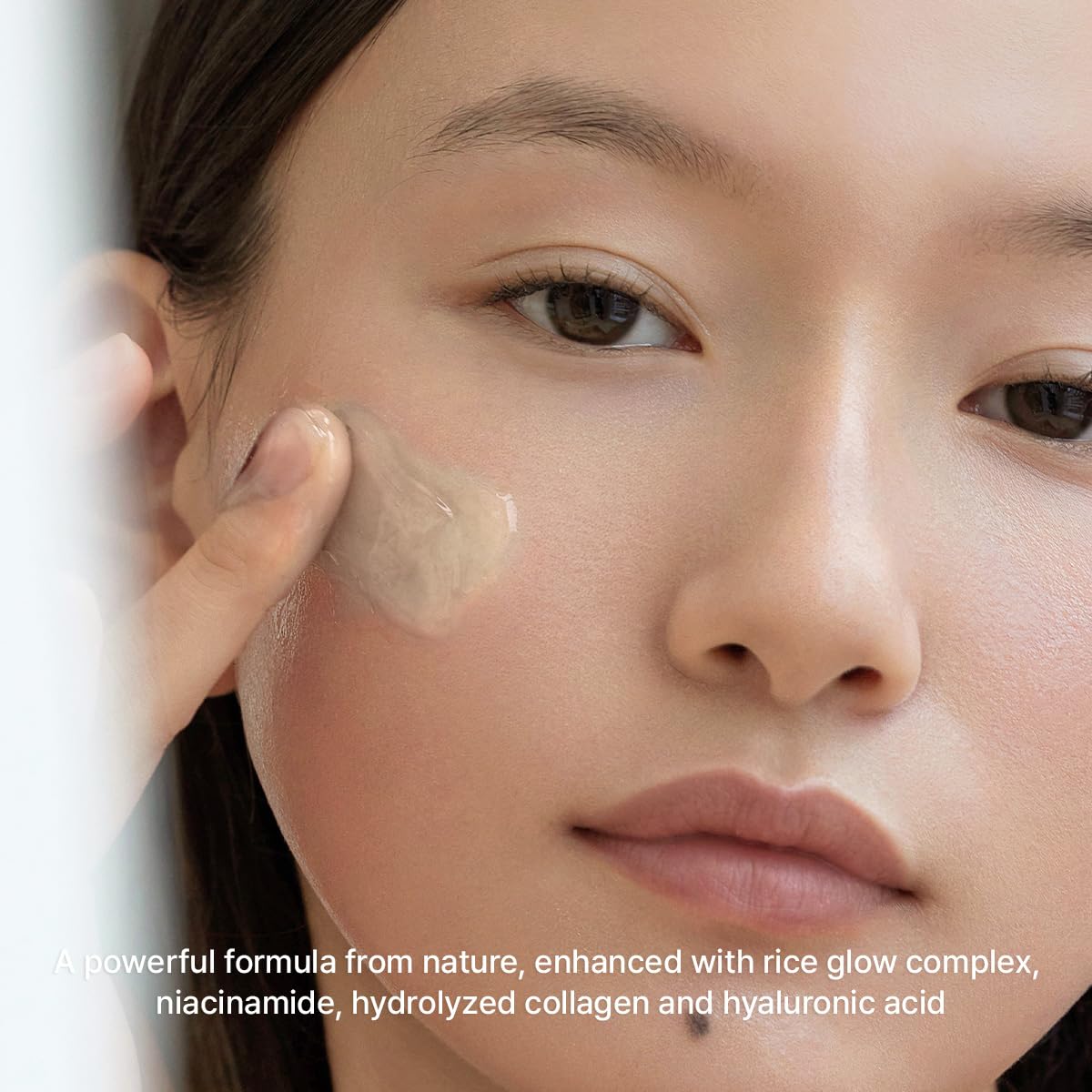 Arencia Rice Mucin Overnight Glow swirl on skin suggests a luminous, hydrated complexion