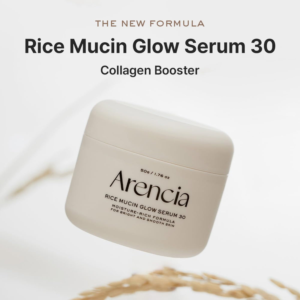 Arencia Rice Mucin Overnight Glow texture swatch shows creamy formula for smooth, even skin
