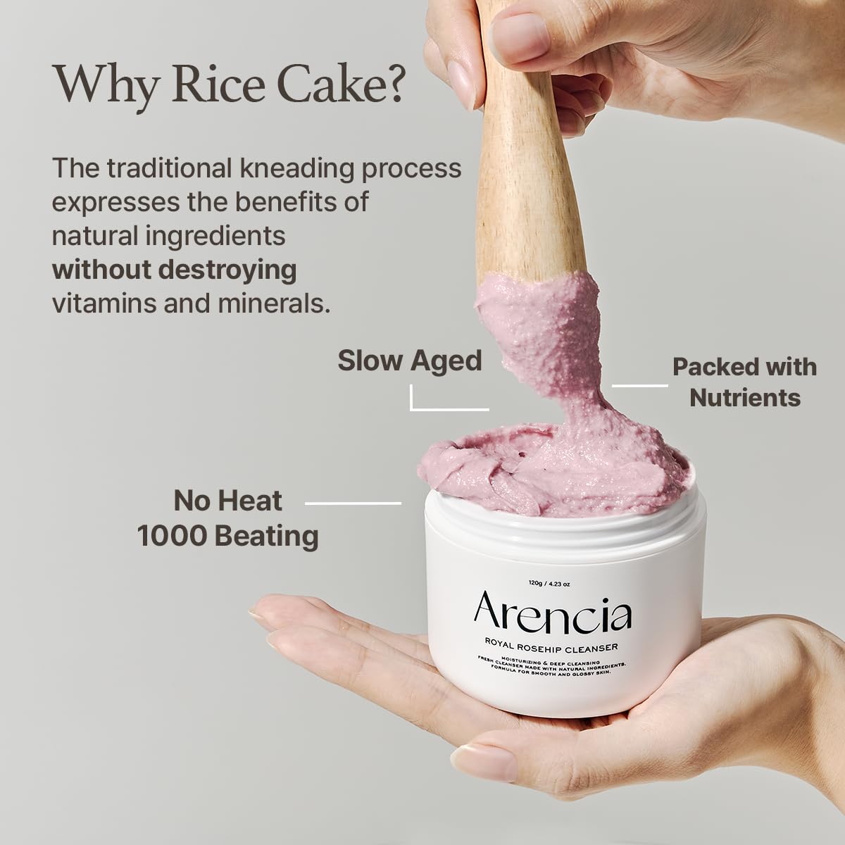 ARENCIA Rice water infusion emphasizes hydration and brightening potential without harsh surfactants.