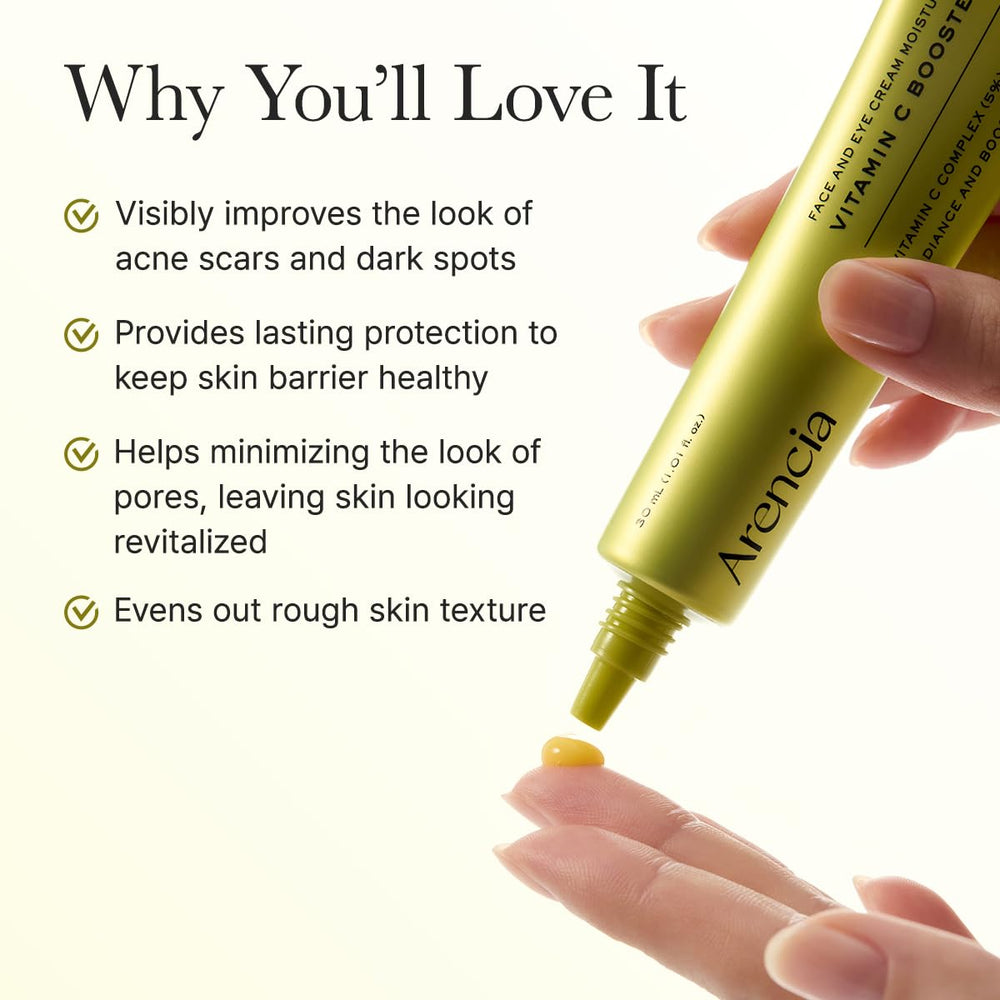 ARENCIA vitamin C booster serum close up highlights glutathione for antioxidant care